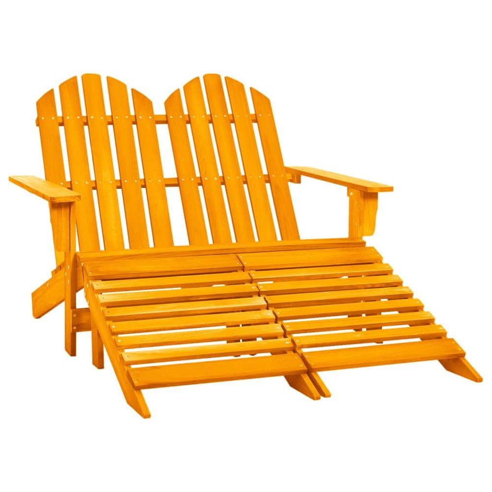 Vidaxl 2-miestna záhradná stolička a taburetka Adirondack jedľový masív oranžová